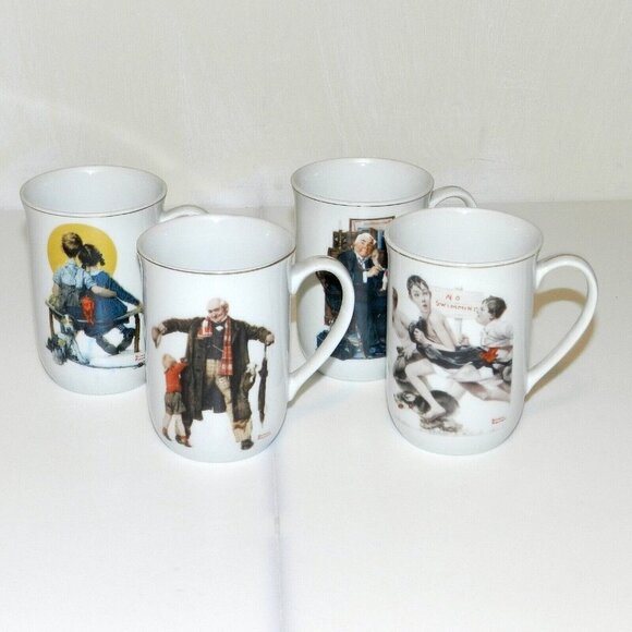 Vintage Norman Rockwell The Saturday Evening Post Mug/Cup Set Of Four - Picture 1 of 11